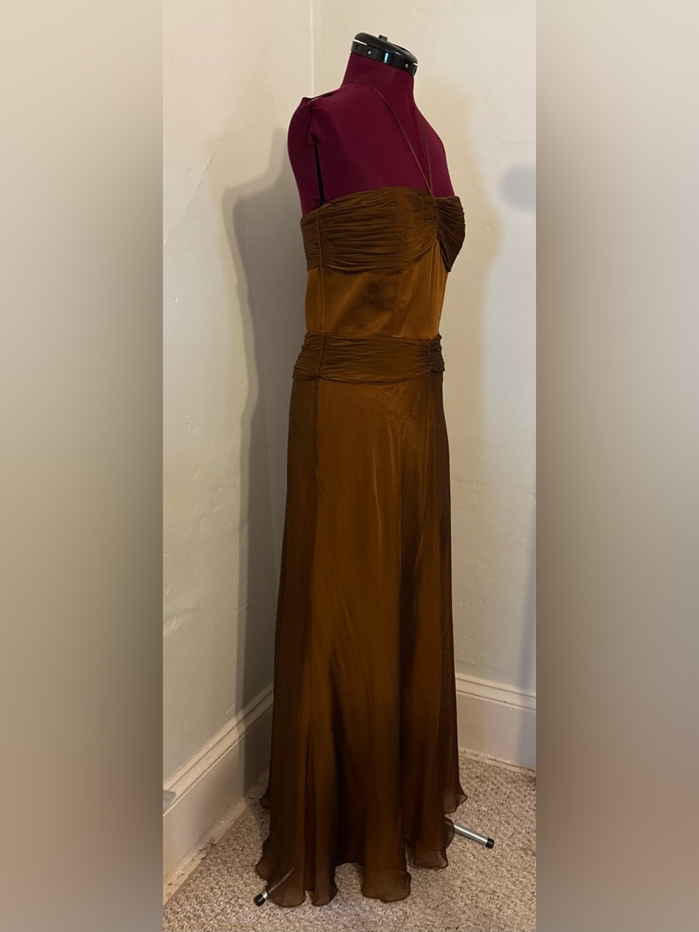 Real silk vintage y2k Morrell Maxie bronze iridescent evening gown